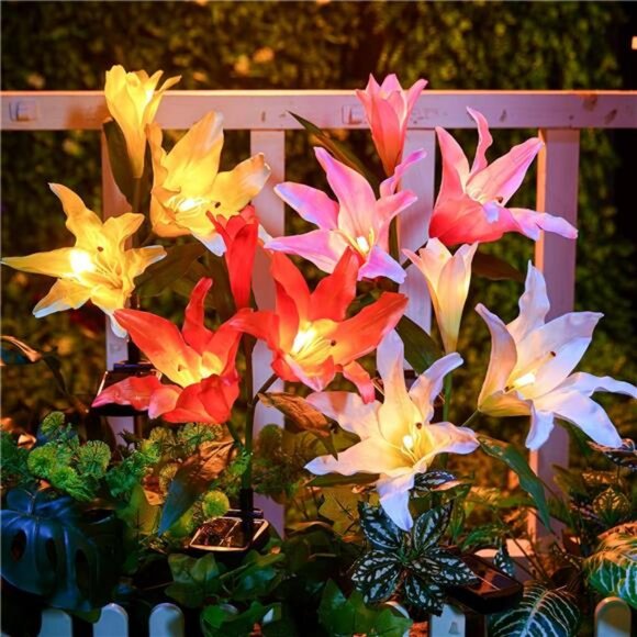 Outdoor Solar Garden Lights - 4 Pack LED Solar Flower Lights - Picture 1 of 7